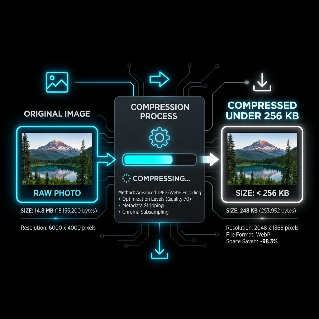 Chart showing the technical file size compression within the Discord Emoji Resizer